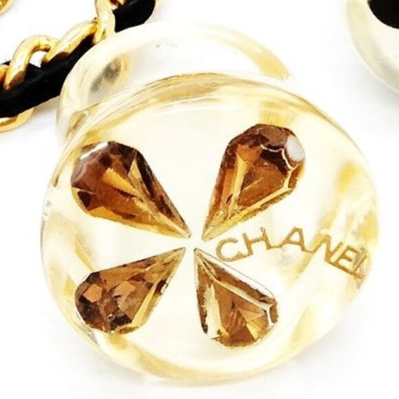 Authentic CHANEL Ring Clover Resin Crystal Clear Ring 6 EUC authent card - Picture 1 of 17